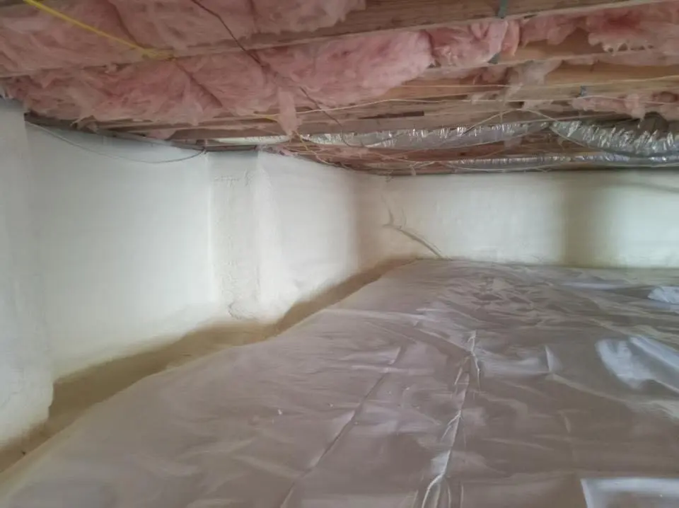 Crawl space encapsulation with closed-cell spray foam for Commercial Roof Restoration in Middleburg Heights